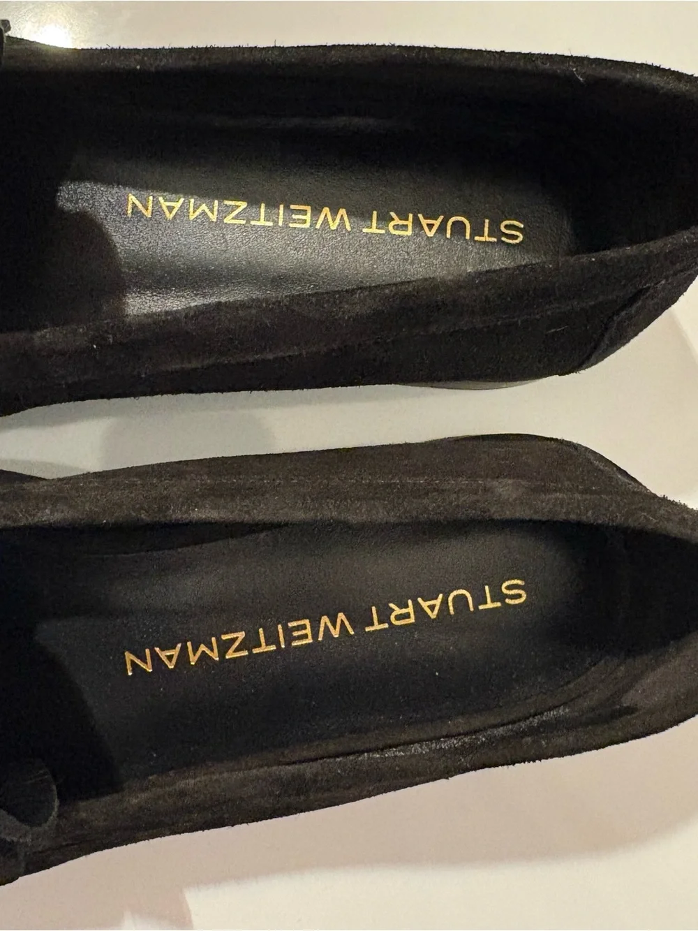 Stuart Weitzman Black Suede Blake Penny Loafers NEW Women’s 7B
